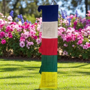 Tibetan Large Multi Color Vertical Tibetan Prayer Flags