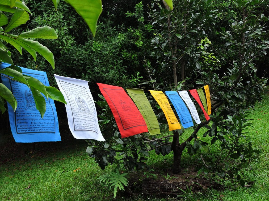 Handmade Buddha of Compassion Prayer Flags With English Translation ...