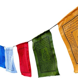 Small Green Tara Tibetan Prayer Flags with English Translation (6"X8")