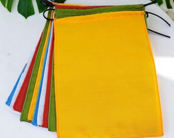 DIY Prayer Flags Set of 10, Handmade Blank Flags with Surged Edge, Meditation Room Decor, Creative Craft Project