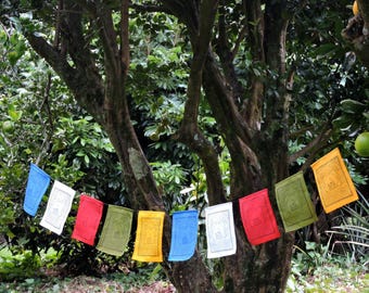 Handmade Large Medicine Buddha prayer flags Tibetan with English Translation (9&quot;X12&quot;)