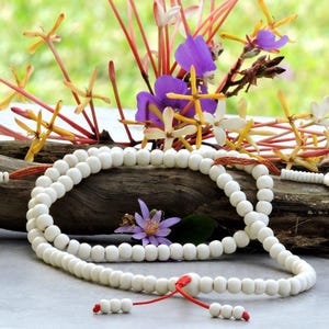 White Yak Bone Tibetan Mala: 108 Bead Prayer Beads image 6
