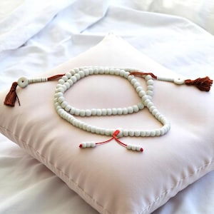 White Yak Bone Tibetan 108 Bead Mala 108 with Bone Counters