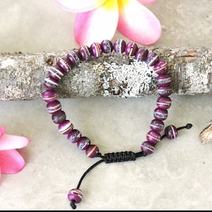 Tibetan Embedded Yak Bone Medicine Healing Wrist Mala for Meditation - Purple