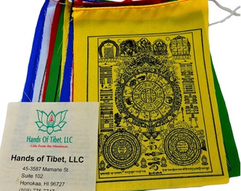 Handmade Tibetan Wheel of Astrology Prayer Flags for Good Energy