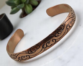 Handmade Tibetan Copper Bracelet, Adjustable Cuff, Engraved Bracelet, Himalayan Jewelry, Unisex Gift