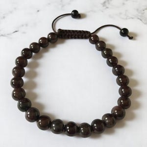 Garnet Bead Tibetan Wrist Mala Bracelet, Yoga Bracelet for Meditation, Red Gemstone Bracelet