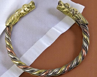 Handmade Three Metal Medicine Dragon Bracelet from Nepal