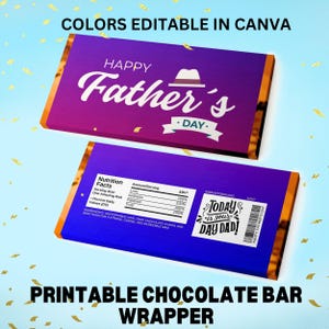 Carta per caramelle stampabile per la festa del papà, regalo unico per papà, bomboniera a forma di tavoletta di cioccolato, download immediato