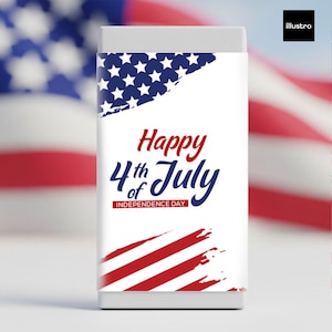 Printable Happy 4th of July Candy Sleeve, Patriotic party favor, Independence Chocolate Wrapper, Red White & Blue fun gifts – July4Decor