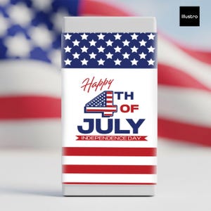 Happy 4th of July party favor, Chocolate Wrapper Printable Patriotic Candy Labels – Independence Red White & Blue Gift–Instant Download