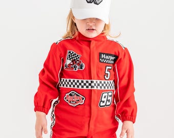 Personalized Race Car Birthday Costume for Toddlers - Car Boys Racing Outfit, Toddler Racer Suit, Baby Racer Costume, Fast One Birthday