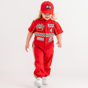 Personalized Race Car Birthday Costume for Toddlers - Car Boys Racing Outfit, Toddler Racer Suit, Baby Racer Costume, Fast One Birthday