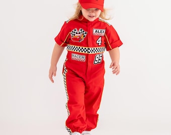Personalized Race Car Birthday Costume for Toddlers - Car Boys Racing Outfit, Toddler Racer Suit, Baby Racer Costume, Fast One Birthday