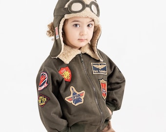 Personalized Baby Pilot Jacket, Maverick Jacket Top Gun Inspired Baby Aviator Jacket, Baby Boy Halloween Jacket