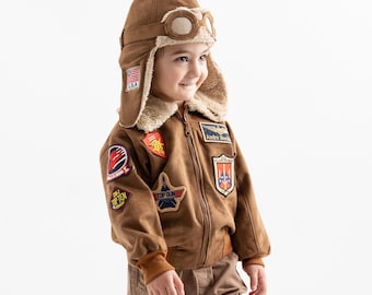 Personalized Baby Pilot Jacket, Maverick Jacket Top Gun Inspired Baby Aviator Jacket, Baby Boy Halloween Jacket