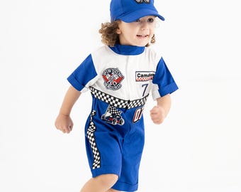 Personalized Race Car Birthday Costume for Toddlers - Cars Boys Racing Outfit, Toddler Racer Suit, Baby Racer Costume, Fast One Birthday