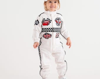 Personalized Race Car Birthday Costume for Toddlers - Car Boys Racing Outfit, Toddler Racer Suit, Baby Racer Costume, Fast One Birthday