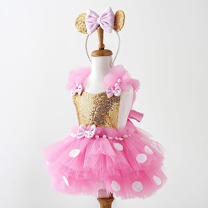 Minnie Mouse Dress for Toddler Girl - Baby Halloween Costume - First Birthday Dress - Pink 1st Birthday Outfit