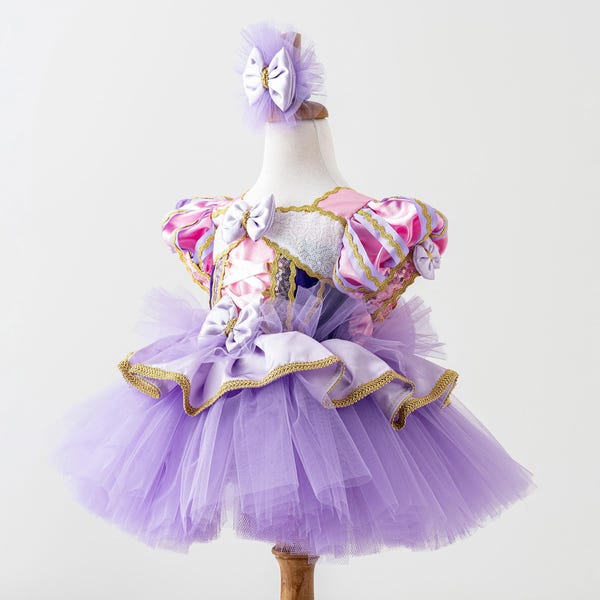 Toddler Rapunzel Princess Dress - Baby Girl Halloween Costume - Infant First Birthday Dress - 1st Birthday Tutu Outfit - Halloween Costume