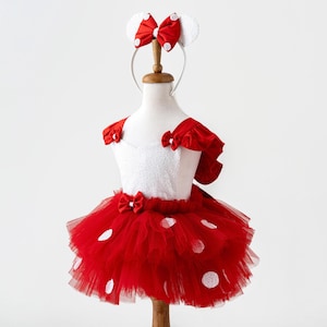 Minnie Mouse Dress for Toddler Girl - Baby Halloween Costume - First Birthday Dress - Red 1st Birthday Outfit