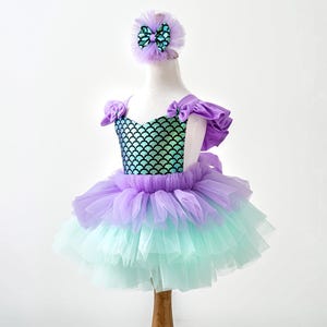 Ariel Little Mermaid Dress for Baby -Toddler Girl Mermaid Outfit-Mermaid 1st birthday Costume-First Birthday Tutu Romper-Halloween Costume