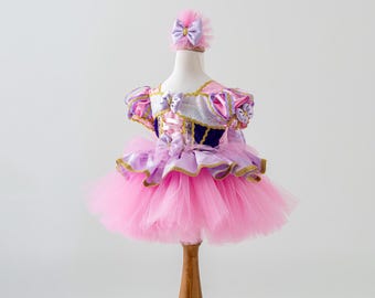Toddler Rapunzel Princess Dress - Baby Girl Halloween Costume - Infant First Birthday Dress - 1st Birthday Tutu Outfit - Halloween Costume
