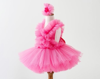 Pink Tutu Dress for Toddler - First Birthday Tulle Dress - Girl Disney Princess Tutu - Baby Halloween Costume - Kid Halloween Costume