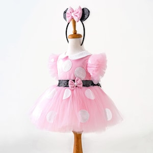 Minnie Mouse Dress for Toddler Girl - Baby Halloween Costume - First Birthday Dress - Pink 1st Birthday Outfit