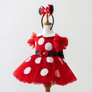 Minnie Mouse Dress for Toddler Girl - Baby Halloween Costume - Disney Princess Dress - First Birthday Dress - Red 1st Birthday Outfit