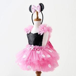 Minnie Mouse Dress for Toddler Girl - Baby Halloween Costume - First Birthday Dress - Pink 1st Birthday Outfit
