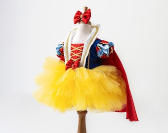 Snow White Disney Princess Dress for Toddler - Baby Snow White Costume - Infant Girl First Birthday Tutu Outfit - Kid Halloween Costume