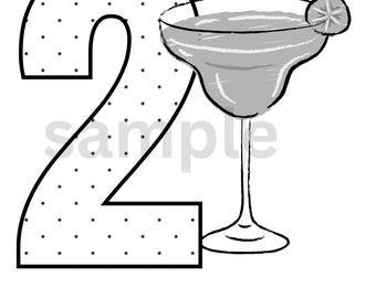 General 21st birthday sign - Margarita glass