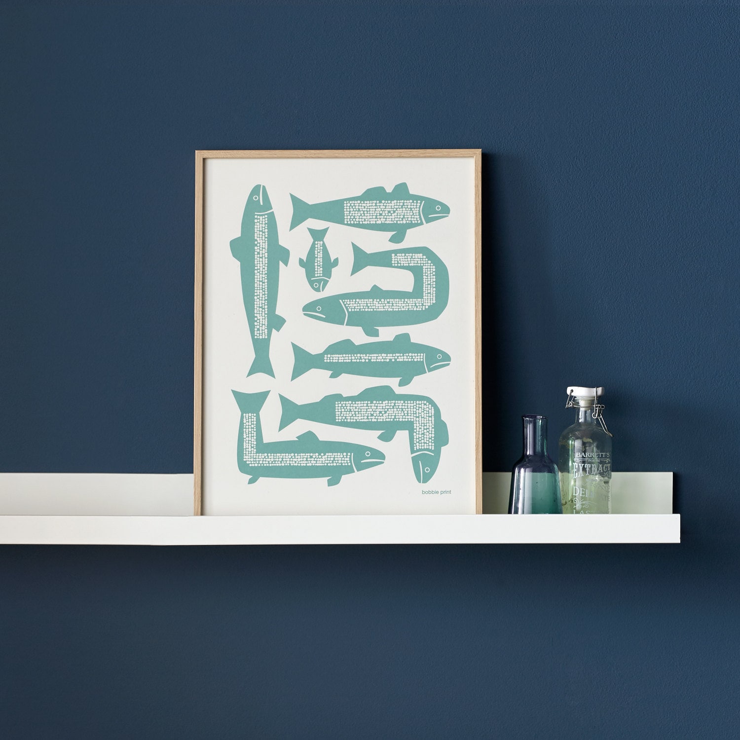 Poisson - Screen Print Wall Art Sardine Mid Century Decor 30x40cm