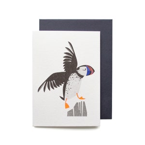 Cute Mini Puffin Greeting Card - Bird Birthday Invite, Ornithological Bird Lover Card, Funny Animal Lover Birthday Card, Unique Coastal Card