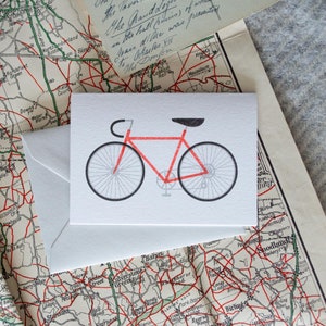 Sporty Happy Father's Day Card - Cycling Dad Card | Best Dad risograph card | Bike lover card for him | Red racing bike father's day card