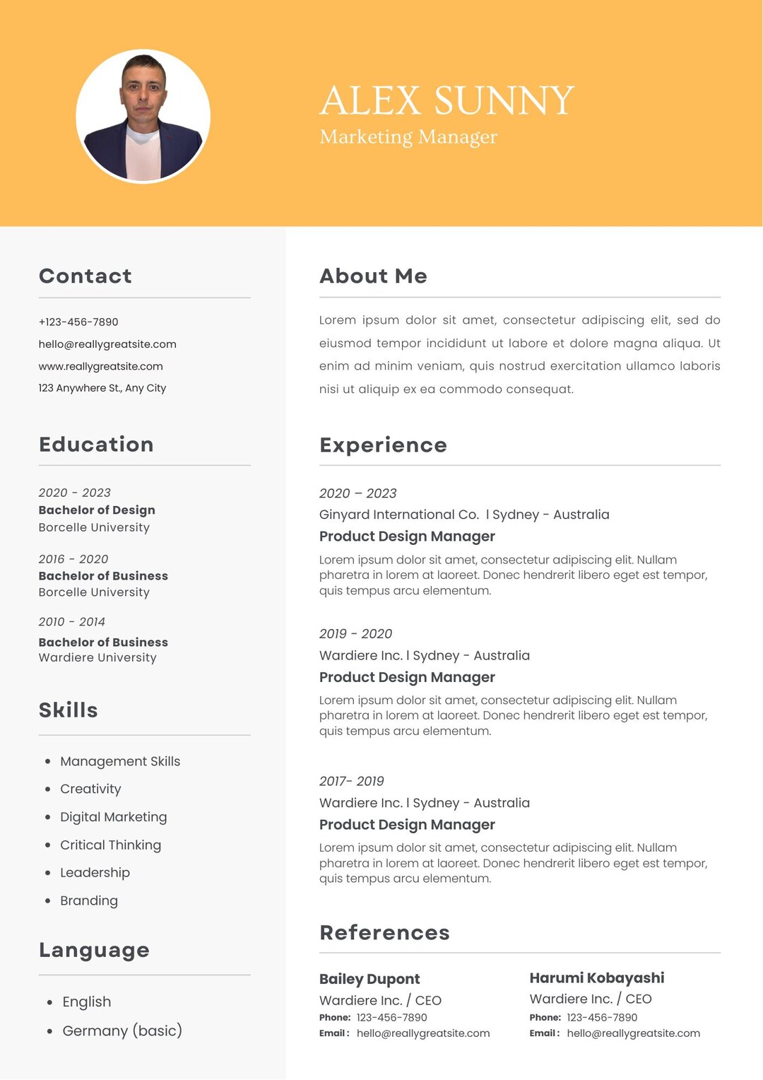 Professional Resume Template for Canva & Word | Modern CV Template ...