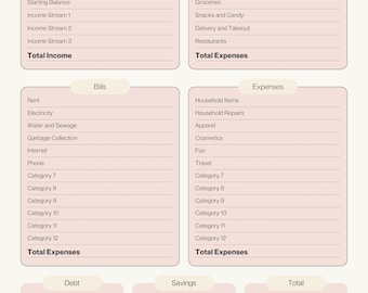 Monthly Budget Template – Minimalist Printable Budget Planner | Track Income, Expenses & Savings | PDF Download