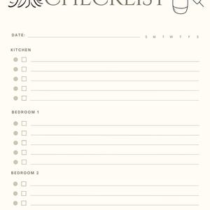 Home Cleaning Checklist – Printable 3-Page Routine for Every Room | Minimalist Housekeeping Template | Instant PDF Download