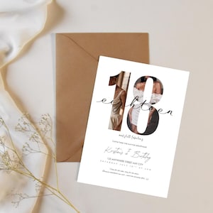 Minimalist 18th Birthday Invitation | Editable Template | Modern Birthday Party Invite | Digital Download