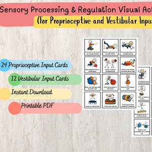 36 Sensory Input Visual Cards | OT/PT Printable PDF Proprioceptive & Vestibular Regulation Activities | Therapy Visual Supports for Autism