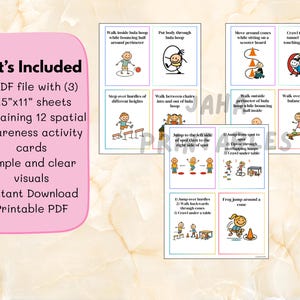 12 Spatial Awareness Activity Cards for Kids | Body Space Position Sense Movement Game Printable PDF image 2