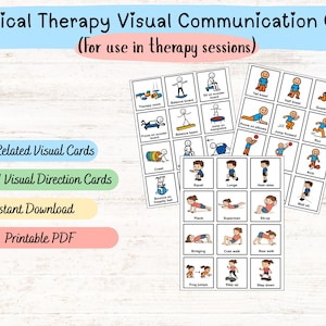 60 cartes visuelles d'exercices et d'orientation de kinésithérapie pour l'autisme TSA Outils d'aide à la communication non verbale | Cartes de déplacements numériques PDF
