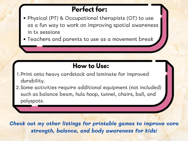 12 Spatial Awareness Activity Cards for Kids | Body Space Position Sense Movement Game Printable PDF image 3