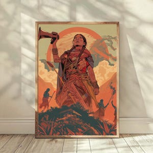 Stampa ispirata a Rigoberta Menchú, Eroine femministe n. 14, Diritti indigeni, Illustrazione stilizzata, Senza testo, Diverse dimensioni