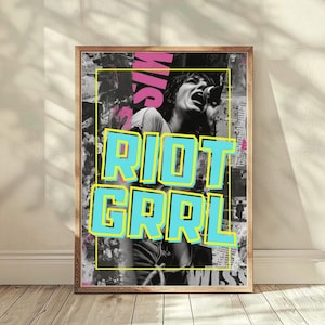Kathleen Hanna Inspired Feminist Poster,Riot Grrrl Neon Print,90s Punk Wall Art,Museum-Quality Illustration, Multiple Sizes,Bikini Kill