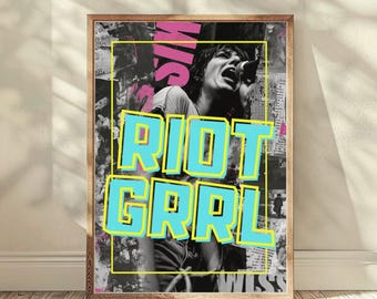 Stampa al neon Riot Grrrl: Kathleen Hanna, Bikini Kill Punk Art degli anni '90