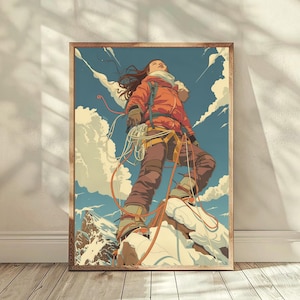 The Climber Poster Feminist Heroines #2 Mountain Mountaineer Sherpa Adventure Seven Summits Hiking Motivation Everest Junko Tabei inspired