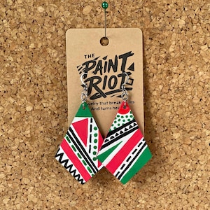 Hand-Painted Mismatched Statement Earrings: Asymmetrical Abstract Dangles