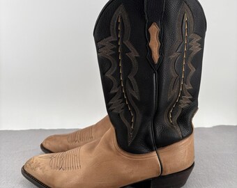 LUCCHESE 2000 Two Tone Cowboy Boots T3503J4 10 EE Dark Chocolate & Tan Leather